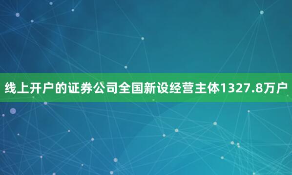 线上开户的证券公司全国新设经营主体1327.8万户